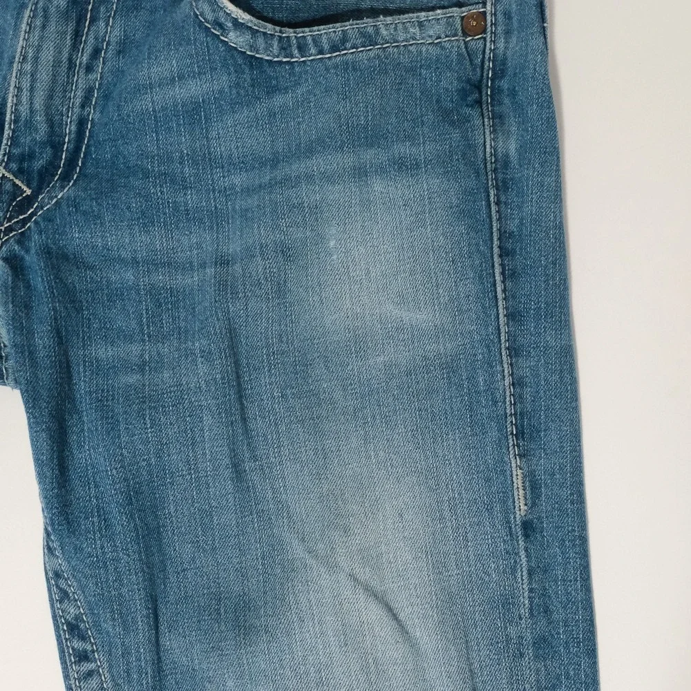 True Religion Jeans Womens 34 x 32 Blue Denim Bootcut Flaws On Pockets